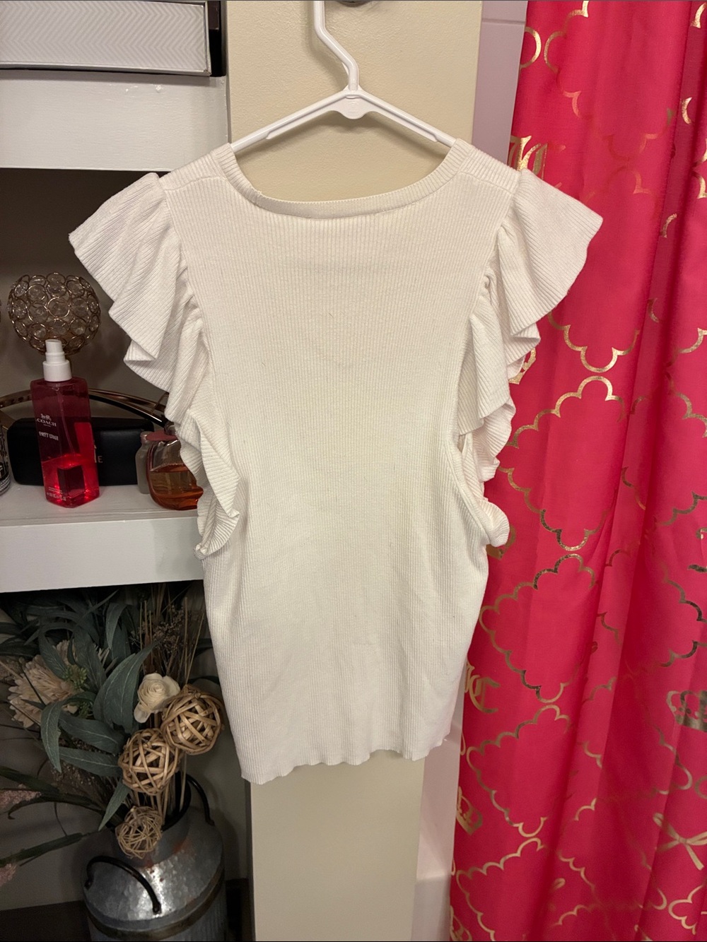 Philosophy Cream Ribbed Knit Top with Ruffle Sleeves - Picture 2 of 2